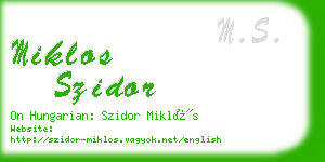 miklos szidor business card